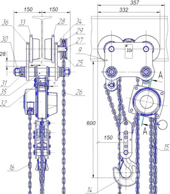 Схема тали ТРШБп-3.2