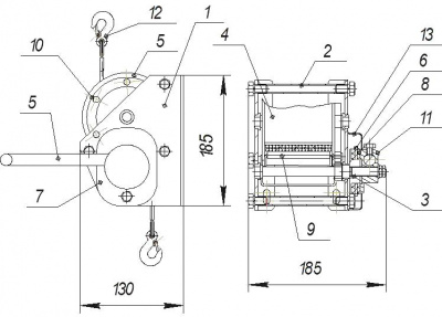 Схема лебедки Дина 250/500