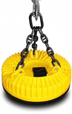 Электромагнит грузоподъемный круглый ДКМ120-С/М для перегрузки скрапа, слябов и листовой стали