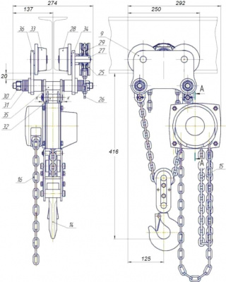 Схема тали ТРШБп-2